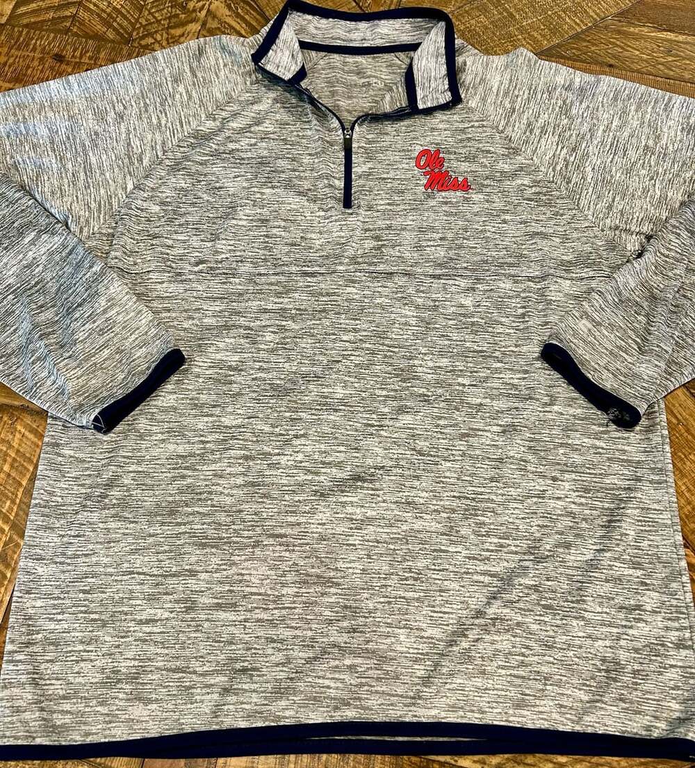 Colosseum Ole Miss Rebels 1/4 Zip Pullover Gray Space Dye Size L